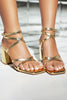 Load image into Gallery viewer, Yellow Chunky Heels Ankle Straps Sandals