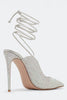 Load image into Gallery viewer, Sparkly Silver Beaded Stiletto High Heels