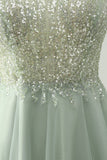 Dusty Green Halter Sequins A Line Homecoming Dress