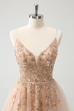 Blush A Line Spaghetti Straps Sequin Tulle Homecoming Dress