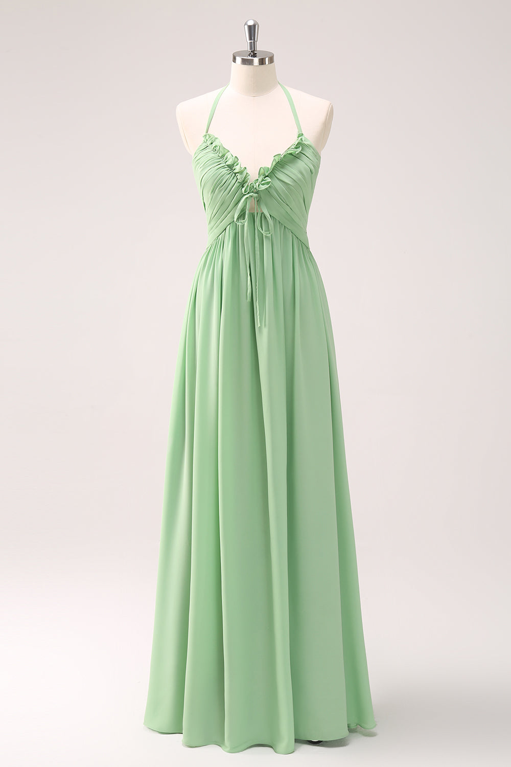 Zapaka Women Light Green Bridesmaid Dress Halter Backless Long Wedding Guest Dress Zapaka CA Zapaka Women Light Green Bridesmaid Dress Halter Backless Long Wedding Guest Dress Zapaka CA