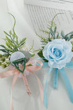 Elegant Blue Pearl Prom Wrist Corsage for Wedding Party