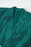 Glitter Green Sequins Notched Lapel Women Suits with Belt