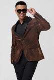 Brown Shawl Lapel One Button Men's Prom Blazer