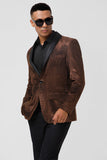 Brown Shawl Lapel One Button Men's Prom Blazer