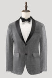 Grey Shawl Lapel Single Breasted Men's Prom Blazer