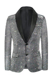 Sparkly Grey Shawl Lapel Slim Fit Men's Prom Blazer