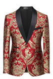 Dark Green Men's Prom Blazer with Embroidery