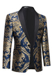 Dark Green Men's Prom Blazer with Embroidery