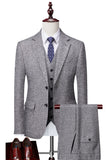 Grey Double Breasted 3 Pieces Men's Suit