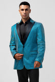 Peacock Blue Peak Lapel One Button 2 Piece Men's Prom Suits