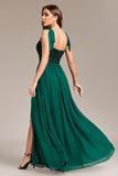 Sparkly Green Sequins Long Prom Dress With Slit