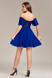Sparkly Royal Blue Sequins Short Homecoming Dress