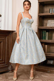 Light Blue A Line Sweetheart Spaghetti Straps Long Formal Dress