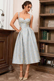 Light Blue A Line Sweetheart Spaghetti Straps Long Formal Dress