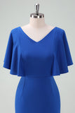 Royal Blue Bodycon Mother of Bride Dress with Short Sleeves