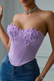 Purple Sweetheart Corset Top with 3D Butterflies