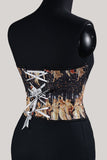 Stylish Black Corset Lace Up Top with Pattern