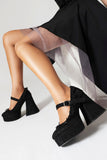 Black Closed Toe Platform Block Heel Shoes