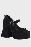 Black Closed Toe Platform Block Heel Shoes