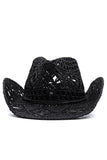 Apricot Knitting Western Cowboy Hat Straw Hat Hollow Out Sunhat