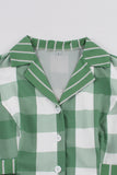 Plaid Green Short Sleeves Retro 1950s Dress with Bows