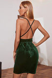 Dark Green A Line Bodycon Spaghetti Straps Short Cocktail Dress