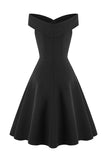 Short A Line Black Vintage 1950s Dress