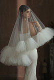 Multi Layer Ruffled Fluffy Bridal Veil