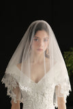 Elegant White Floral Lace Bridal Veil