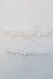 Bridal Lace Garter Set with Embroidery