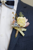 Apricot Prom Wrist Corsage and Men‘s Boutonniere For Wedding