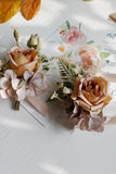 Elegant Blush Prom Wrist Corsage and Men‘s Boutonniere For Wedding Party