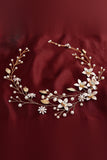 Pearl Hair Vine Gold Crystal Flower Bridal Hair Accessories