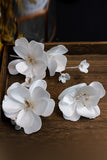 White Elegant Fabric Flower Hair Clips