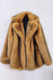 Brown Open Front Shaggy Faux Fur Coat