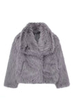 Black Shawl Lapel Short Fitted Faux Fur Coat