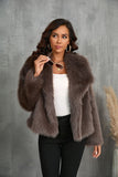 Black Shawl Lapel Short Fitted Faux Fur Coat