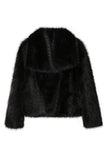 Black Shawl Lapel Short Fitted Faux Fur Coat