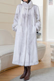 White Fluffy Faux Fur Long Sleeves Long Coat