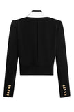 Black Notched Lapel Short Women's Blazer