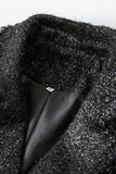 Black Tweed Notched Lapel Women Jacket with Belt