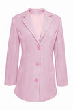 Glitter Pink Notched Lapel Women Blazer