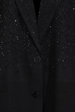 Sparkly Black Notched Lapel Women Blazer with Beading