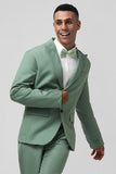 Grey Green Peak Lapel Single Breasted 2 Piece Men's Prom Suits