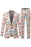 White Graffiti Double-Breasted 2 piece Men's Suit