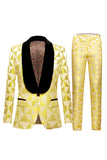 Yellow Shawl Lapel 2 Piece Geometrical Men's Suits