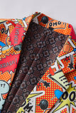 Orange Notched Lapel Graffiti 2 Piece Men's Suit