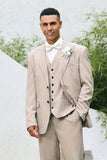 Ivory Peak Lapel Pinstripe Single Breasted 3 Piece Men's Wedding Suits