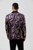 Glitter Purple Pattern Printed Notched Lapel Men's Blazer